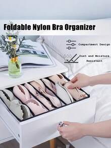 1pc/3pcs Foldable Wardrobe Storage Bag - Plaid Underwear Storage Bag - Multi-Size Nylon Drawer Divider, Suitable For Underwear, Socks And Ties, Minimalist And Fashionable - Black - View 2