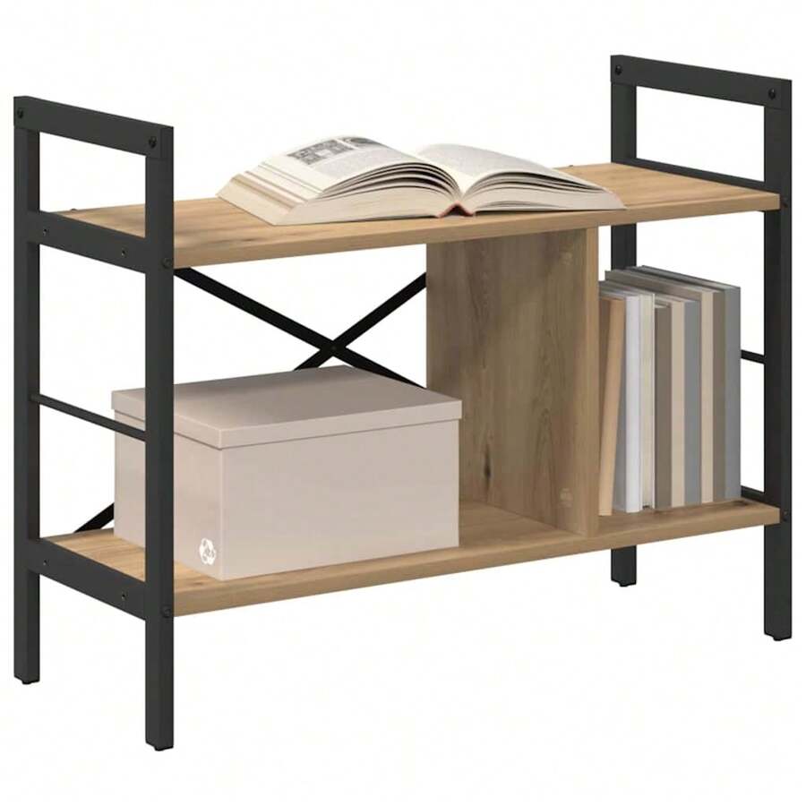 Bibliothèque vidaXL en chêne artisanal 75 x 30 x 58,5 cm, bois composite - Tabac - Voir 1