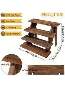 Wooden Cupcake Stand - 4 Tier Cupcake Display Stand, Rustic Tiered Display Stand, Tool Free Installation Cupcake Stand For Baby Shower Decorations Birthday Party Supplies, Halloween And Christmas Decorations - 1個 - 查看 2