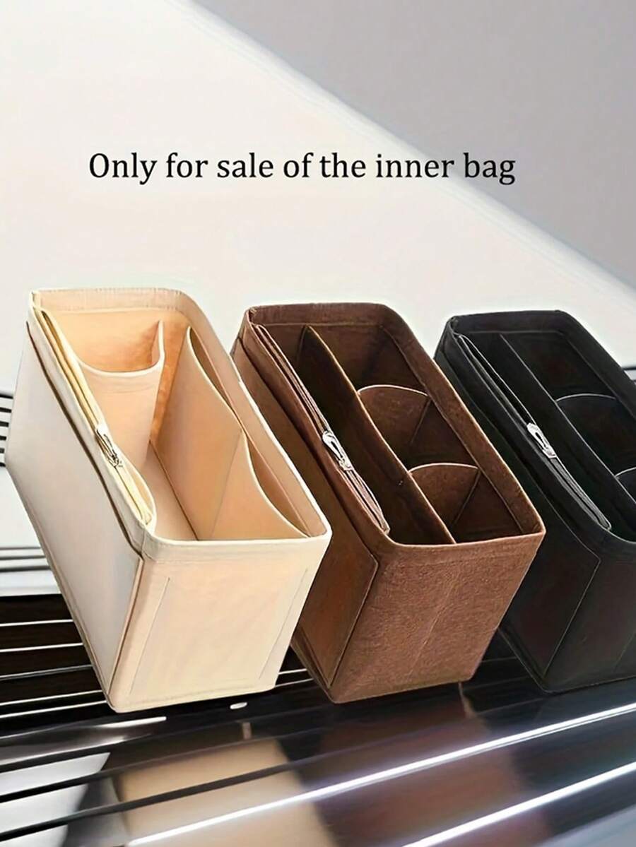 Thermal Lined Organizer Bag With Zipper, Compartmentalized For Items, Suitable As Accessory For Rubber Beach Bag, Spacious Cosmetic Storage, Compact Size, Multi-Compartment Felt Liner Bag, Suitable For Handbags - , High Capacity Storage