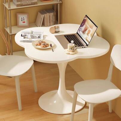 Nordic Light Luxury Wooden Table And Chair Set - Small Round Table For Balcony, Office, Cafe, Hotel Lobby - White