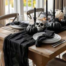 Artoid Mode Boho - Camino de Mesa de Gasa en para Bodas, Decoración de Otoño y Acción de Gracias para Comedor, Cocina y Fiestas en Interiores, 120 Pulgadas(120" Negro) - Multicolor - Ver 3