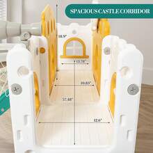 Tobogán infantil 8 en 1 para niños de 1 a 3 años, juego para bebés en interiores y exteriores con trepador, túnel para gatear, aro de baloncesto, telescopio y almacenamiento de juguetes. - Naranja - Ver 5