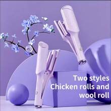 2-Barrel Curling Iron, Deep Wave Curler, Women's Hairstyling Tool, Heatproof, Easy To Use, Pink & Purple, Ideal Gift For Valentine's Day & Christmas - Multicolor - View 7