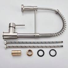 IOUHAPPY 1pc Spring-Loaded Pull-Out Nickel Kitchen Faucet, Deck Mount Mixer Tap With 360 Degree Swivel Spout, Hot And Cold Water Sink Faucet