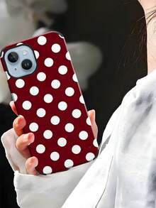 An Elegant Phone Case That Does Not Include A Lanyard Or Stand. This Leather Phone Case Features A Minimalist And Pretty Polka Dot Design. It's A 1-Piece Case With A Black And White Polka Dot Print. The Soft Leather Case Has A Modern, Minimalist French Boho Style And Is Compatible With The  Galaxy S24 Ultra, S17 Pro, S16 Pro, S12 Pro, S13, S14 Plus, S15 Pro, S16 Pro, And S11/S13 Pro Spring. - 酒紅色 - 查看 6