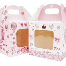 28pcs/Pack Valentine's Day Wedding Transparent Window Candy Gift Boxes, DIY Baking Packaging Paper Boxes For Holiday Parties, Gifts - Multicolor - View 6