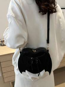 Túi đeo chéo một vai màu trơn, tối giản, có họa tiết, thiết kế mới thời trang, phong cách nước ngoài dành cho nữ. - màu đen - Xem 2