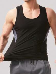 Men's Sports Vest, Sauna Shirt, Compression Tank Top, Suitable For Gym Workout - Black - View 2