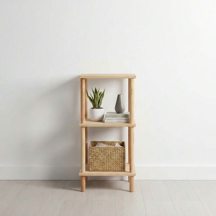 MOBLEKIT | Wooden, Metal, And Bamboo Auxiliary Shelves With Screwless Assembly, Multipurpose Furniture With Different Levels For Storage, Books, Shoes, And Home Decor - FREE Shipping ✅ 24/48h Delivery To Mainland Spain - Wood - 3 Levels 30x30x63.5 cm - View 1