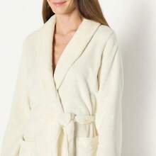 - Women's Mid-Length Terry Bathrobe Available In Plus Sizes - Crema+CH - 查看 4