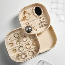 3-Tier Rotating Jewelry Organizer: Space-Saving Organizer For Earrings, Rings, And Necklaces. - Apricot - View 3