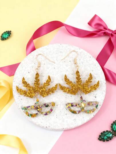 1 par de pendientes con diseño de máscara de carnaval única, adecuados para uso diario y un gran regalo para amigos