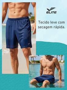 Kit 2 Basic Men's Bermuda Shorts For Football Academy In Polyester Elite Original Father's Day Dad - Royal Blue and Petrol Blue - View 8