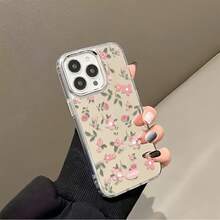 Funda para teléfono con bonito estampado floral rosa, compatible con iPhone 16, 15, 14 Pro Max, 13, 12, 11, XR y XS Plus. Fabricada en silicona TPU, ofrece protección contra golpes y caídas, además de una excelente sensación al tacto. Es el regalo ideal para familiares, amigos y seres queridos. - Plateado - Ver 4