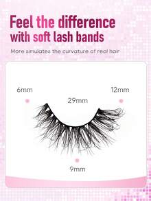 5对3D蓬松人造貂毛假睫毛，纤细假睫毛，浓密假睫毛，卷翘假睫毛，3D半眼自然假睫毛，适合节日派对、假睫毛、猫眼妆、角色扮演、漫画等各种场合 - 黑色 - 查看 3