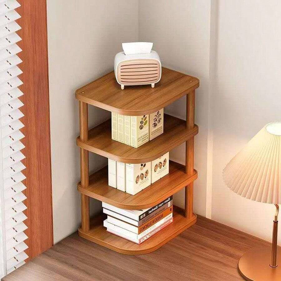 Kệ để bàn nhiều tầng bằng gỗ, kệ góc dùng cho văn phòng, nhà ở, kệ lưu trữ nhỏ. - màu nâu - Xem 1