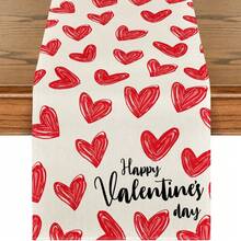 心形主题桌旗，周年纪念婚礼厨房餐桌装饰，家居派对装饰，尺寸：13x35/13x47/13x72/13x90/13x108 英寸 - 彩色 - 查看 12