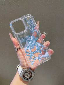 1pc Fashionable Creative Angel Heart Pattern Transparent Air Cushion TPU Material Anti-Drop Phone Case, Suitable As Holiday Gift Compatible With Apple, Galaxy S22/23/24/25/A05/A05S/A53/A54/A55 And Other Models - Multicolor - View 3