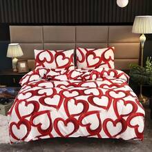 3pcs/Set Heart Pattern Printed Duvet Cover Set, White Base With Red Brush Stroke Heart Design, Romantic And Cozy Atmosphere, Suitable For Bedroom And Guest Room Bedding Decor (1 Duvet Cover + 2 Pillow Shams, No Filling) - Red - View 11