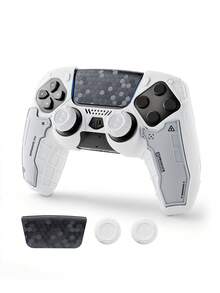 GeekShare G.S.TAC Tactical Controller Skin Set Compatible With Playstation 5,, Anti-Slip Silicone Protective Cover Skin Case For PS 5 Wireless Controller With 2 Thumb Grip Caps And 2 Stickers - For Black Myth: Wukong (White) - 白色 - 查看 9