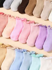 10 Pairs/Set Assorted Candy Color Lace Trim Baby Socks, Spring/Summer - Multicolor - View 2