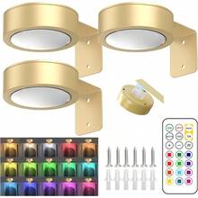 MX   Lampara para Cuadros con Mando 3 Pzas Luz de Pintura Regulable Exhibición de Arte Lámpara de Pared Alimentada Por Batería para Marcos de Arte y Decoración de Paredes de Fiesta oro RGB - aire - Ver 1