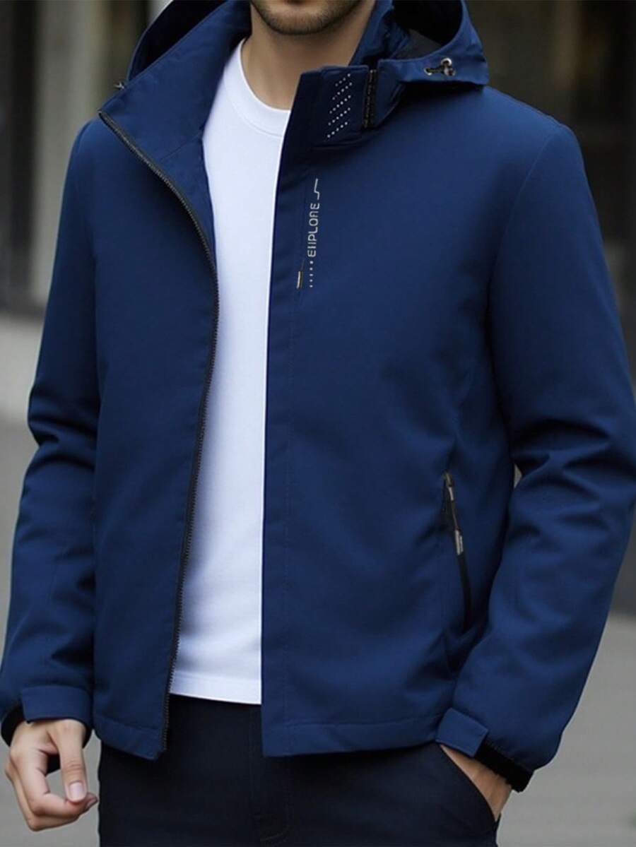 Outdoor Men Assault Jacket, Hooded, Windproof, Waterproof, Stain-Resistant Mountaineering Jacket With Detachable Hood - Blue - View 1