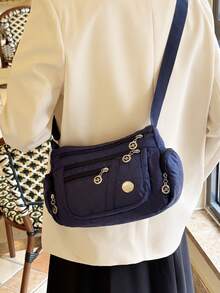 Túi xách nữ, Túi xách mới cho phụ nữ trung niên, Túi vải nylon, Túi đeo vai chéo, Túi đa năng thường ngày. - Màu xanh lam - Xem 4