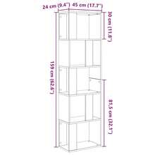 vidaXL Bücherregal/Raumteiler Schwarz Eichen-Optik 45x24x159 cm - Schwarz - Übersicht 10