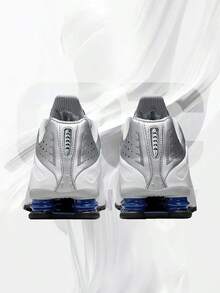 Nike Shox R4 Metallic Silver Deep Royal Blue– Men's Lifestyle Sneakers – Shoes For Man -Vintage-Spring & Summer-Inspired Running Shoes, Shock-Absorbing Comfort, Gym To Streetwear Casual Wear-Mother's Day Gifts-Father's Day Gift–HQ1988 102 - White/Metallic Silver/Deep Royal Blue/White - 查看 4