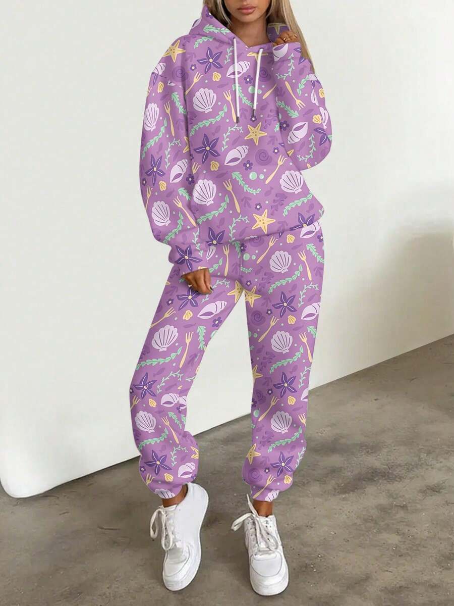 Two Pieces  Casual    Knitted Fabric    Pocket  Drawstring    Women's Hoodie And Sweatpants Set  Daily  Dating    All - 彩色 - 查看 1