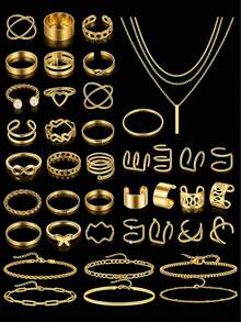 70/68/49/43/41 chiếc Mặt dây chuyền kiểu dáng cổ điển, thanh lịch, nhiều họa tiết: Hoa, hình học, nút thắt, trái tim, ngọc trai giả, đá pha lê, lấp lánh, hạt cườm, họa tiết da báo, acrylic, nơ, dây xích, xoắn, thánh giá, ngôi sao, mặt trăng, bướm, tua rua - Vàng - Xem 8