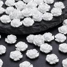 50/100pcs 6/8/10mm Flat Back Camellia Rose Flower Resin Charms Beads For DIY Crafts Jewelry Making Wedding Decorations Nail Art Phone Case Scrapbooking Embellishments - Flower - View 1