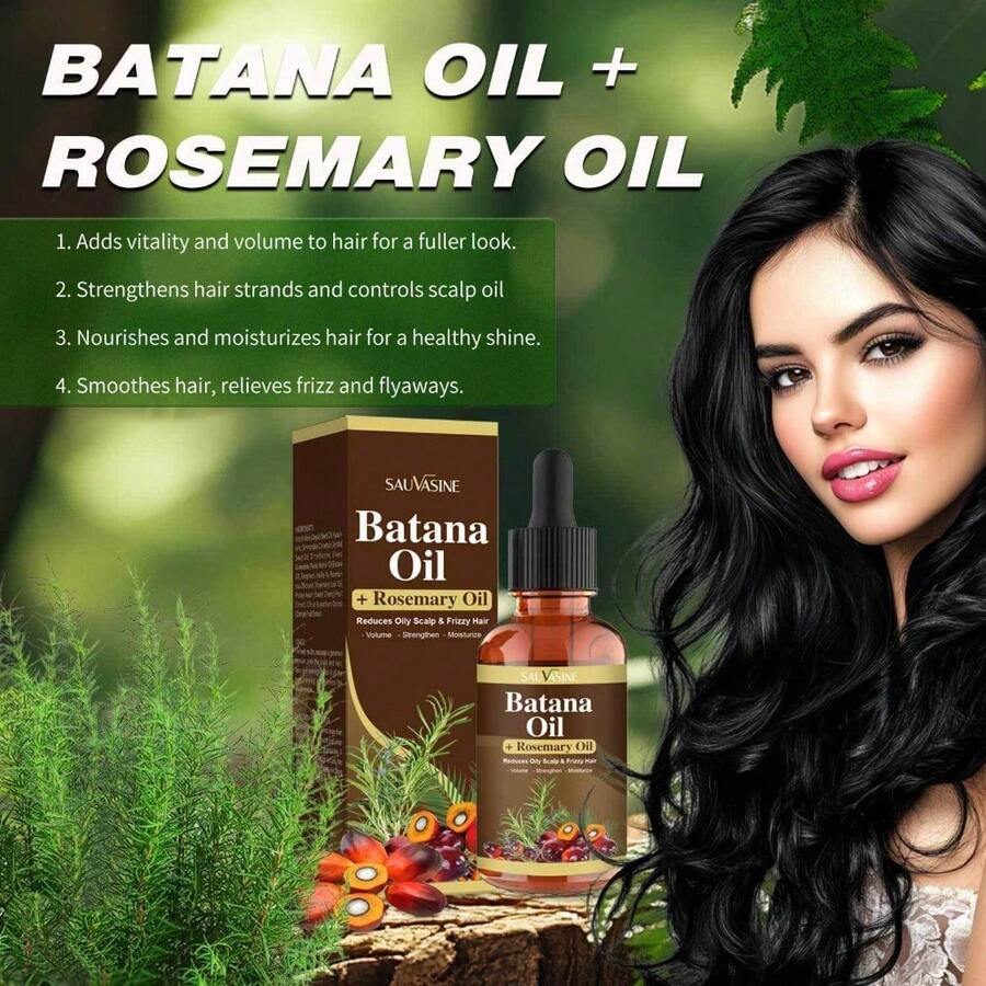 Batana Oil + Rosemary Oil Hair Care Serum (30ML/Bottle) - Nourishes Hair Roots, Strengthens Hair Strands, Enhances Shine For Healthy Silky Hair - 30毫升 - 查看 1