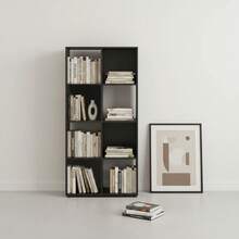 Ecommerc3 MOBLEKIT | Modular Wooden Shelves With Different Compartments And Door Options, Bookcases And Storage Furniture For Bedroom, Kitchen Or Entryway - Negro - 8 Comp | 61.2*29.7*120.8cm - View 8