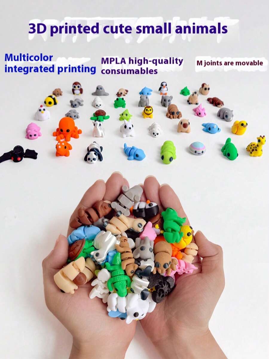 25个迷你动物系列，一套可爱的小型柔性3D打印动物，非常适合用来舒缓压力或装饰您的工作空间！这些迷你动物采用耐用、柔韧的材料制成，带来趣味十足且舒缓的触感体验，是理想的礼物之选。