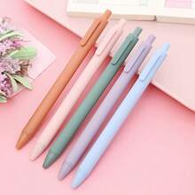 0.5mm Black Bullet Tip 5 Pieces Morandi Color Retractable Gel Pen Macaron Student Retractable Pen Office Stationery Elastic Signature Pen - Áp lực bút của Morandi - Xem 1