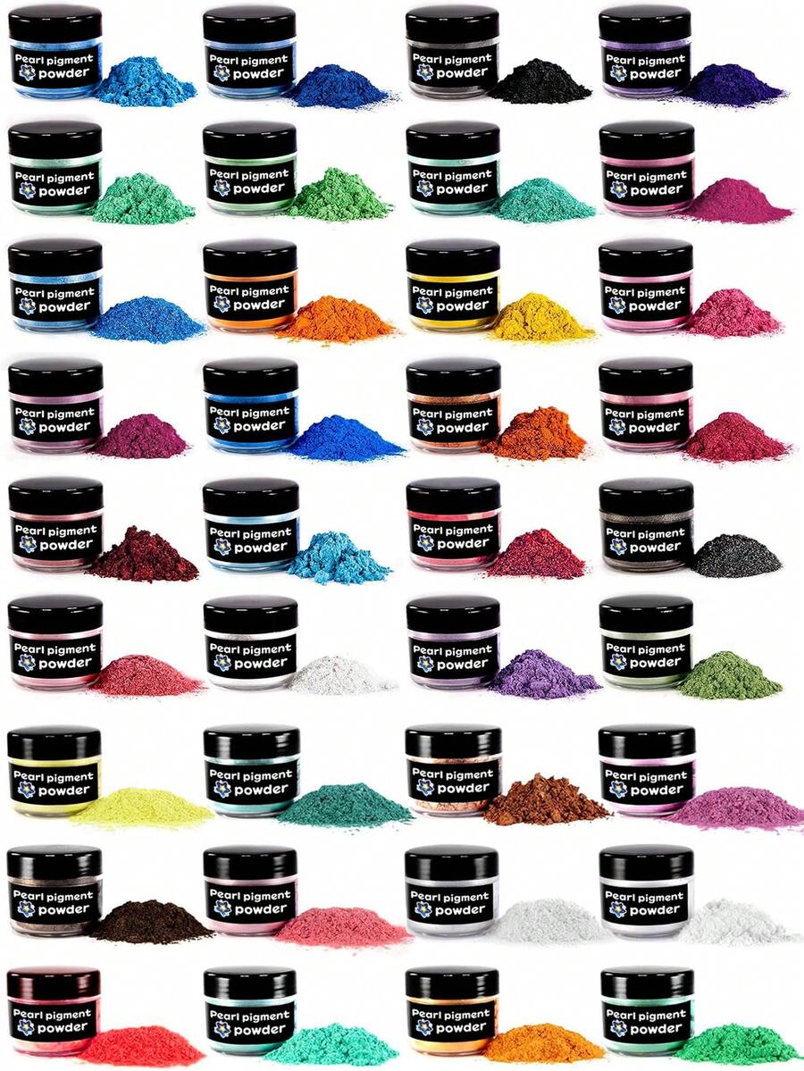 36/24/15/10/6 Colors Mica Powder Pearlescent Pigment - Epoxy Resin Art Set - For Resin Crafts, Soap Making, Nail Polish, Candle Jars - 20ml Jar - Multicolor - View 1
