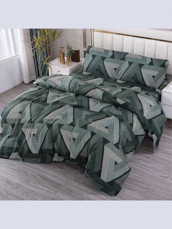 TIENDA EURASIA Funda Nórdica Transpirable 100% Poliéster, Juego de 3 Piezas para Cama de 90 cm, Diseño Moderno de Triángulos, Elegancia y Confort para Dormitorio, Suavidad y Durabilidad Garantizadas, Incluye Bajera Ajustable y Funda de Almohada, Fácil Cuidado y Lavable a Máquina, Estilo y Comodidad para Todas las EstacionesEntrega 24/48h a España Peninsular