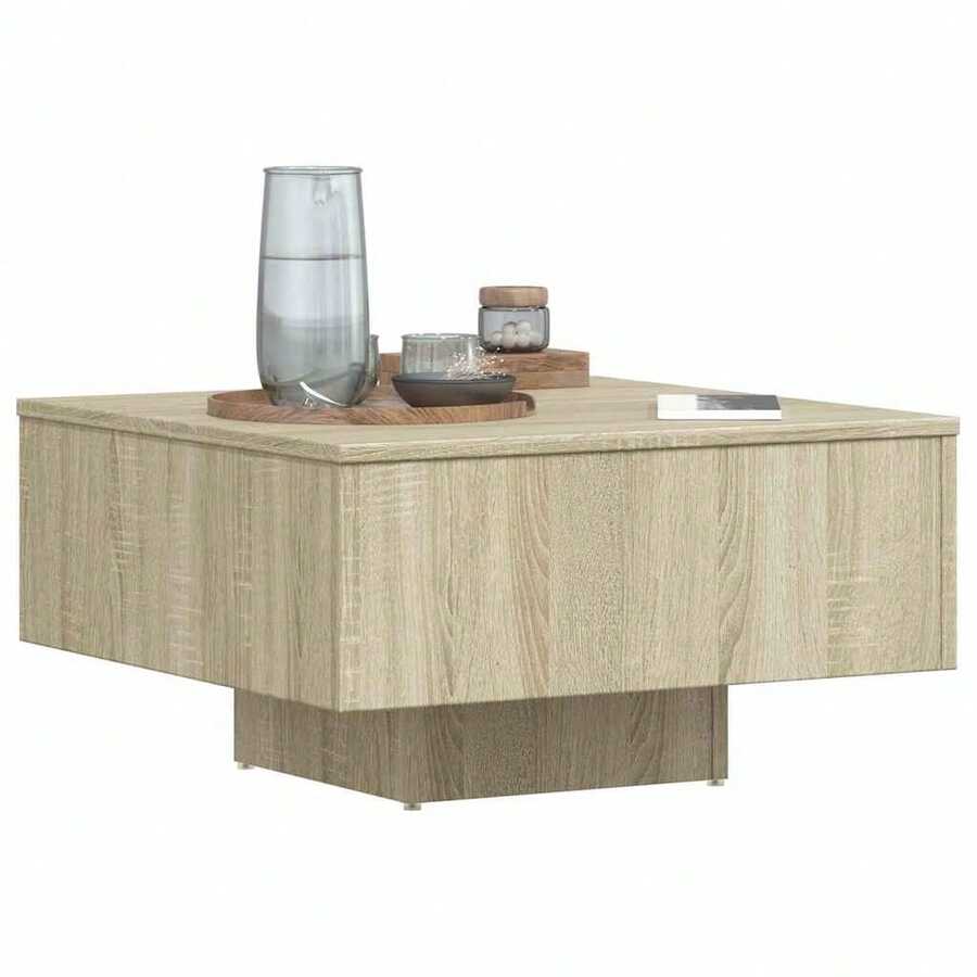 Tavolino da caffè vidaXL in rovere Sonoma, 60x60x31,5 cm, in legno composito. - Castano - Visualizzare 1