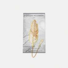 1pc Elegant Metal Feather Bookmarks With Pendant Charms – Golden, Blue, Yellow, And Brown Iron Bookmarks For Book Lovers, Writers, Birthdays, And Christmas Gift