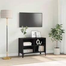 Meuble TV vidaXL, noir, 69,5 x 30 x 50 cm, matériau à base de bois - Noir - Voir 2