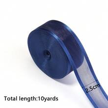 Ruy băng vải organza mỏng, khổ rộng 10 thước/cuộn, thích hợp để gói quà trang trí ngày lễ, ruy băng voan nhiều màu 25mm. - Ruy băng lưới - Xem 4