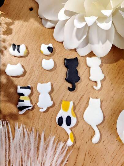 1/5pcs, Cat Polymer Clay Cutters, 3D Printed PLA Clay Tools, Animal Cutters For Jewelry & DIY Crafts, Ideal For DIY Projects, Precise Earring Hoops And Pendants, Suitable For Polymer Clay And Resin Crafts.