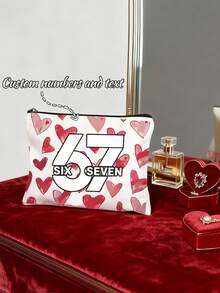 Personalized Makeup Bag – Customizable With Numbers/Text, Heart Designs, Secure Zipper Closure, Perfect Valentine'S Day Gift, Unisex Gift, Travel Organizer, Makeup Travel Bag, Personalized Gift – Ideal For Birthdays And Weddings – Add Your Name!