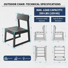 Sillones grises de HDPE para exteriores y jardín con respaldo, sillas de diseño modernista QOWW - Gris + HDPE + Moderno - Ver 5