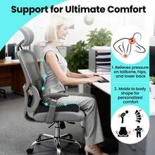 Office Chair Seat Cushion, Cooling Gel Enhanced Memory Foam Cushion For Long Sitting - Back, Sciatica, Coccyx, Tailbone Pain Relief Pillow - For Office, Gaming, Car, Wheelchair - 淺灰色 - 查看 5