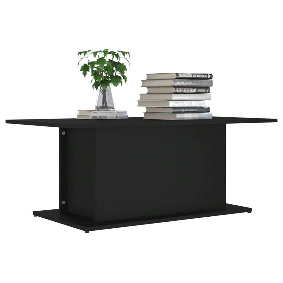Table basse vidaXL noire 102 x 55,5 x 40 cm, matériau à base de bois - Noir - Voir 1