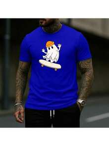Camiseta Fantasma Skatista Estilo Streetwear Skate Ghost Masculina 100%a algodão Leve Confortável - Azul - Visão 2